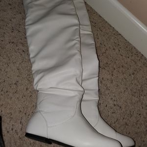 Faux leather thigh high boots